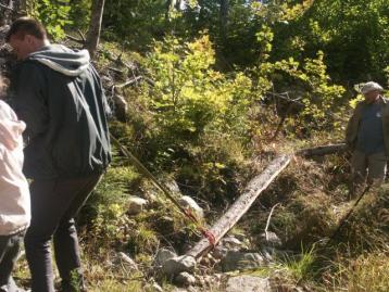 volunteers doing trail work