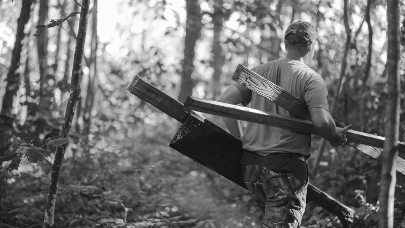 Volunteer Cleaning Up 