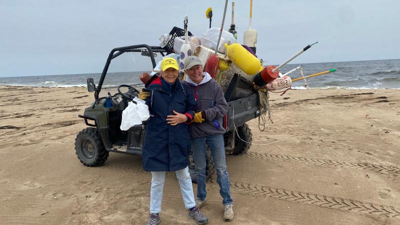 Volunteers cleaning up shoreline