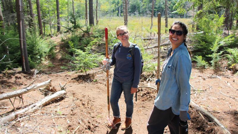 Volunteers smiling while working