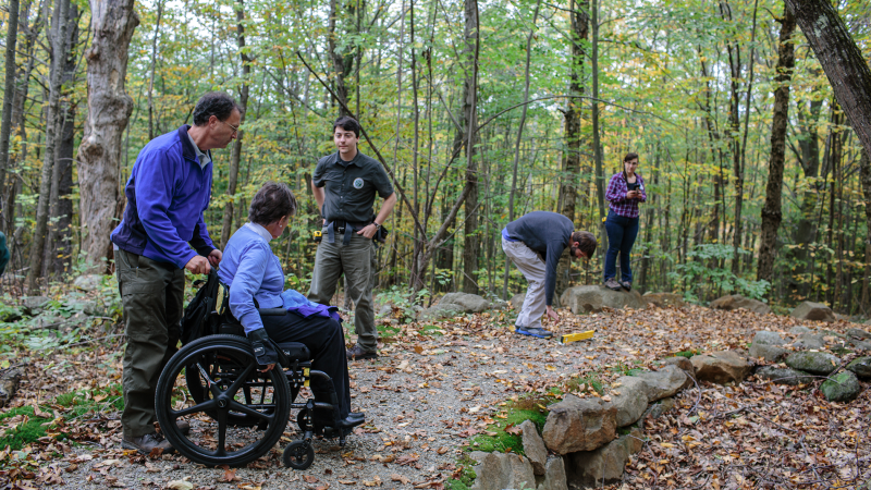 Wheelchair user on trail