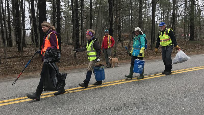 Volunteers on trash pick-up