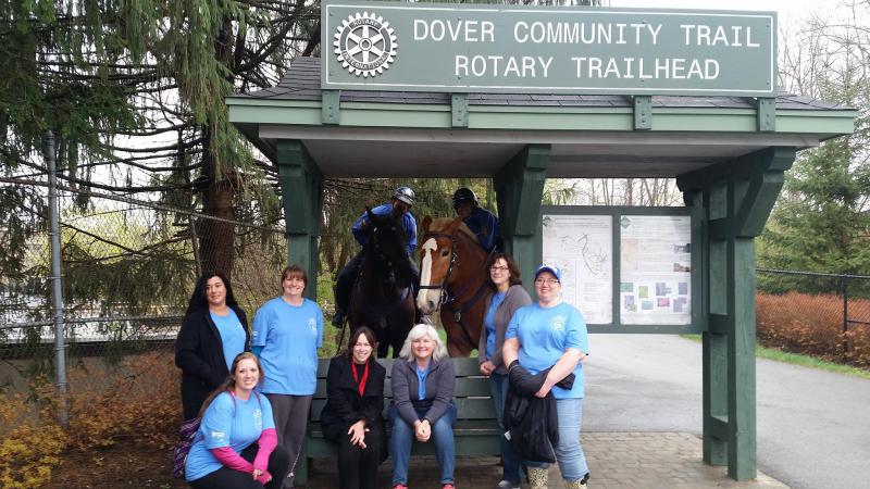 volunteers standing at Dover Community Trailhead