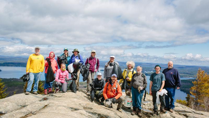 Volunteers at the top of Mount Major