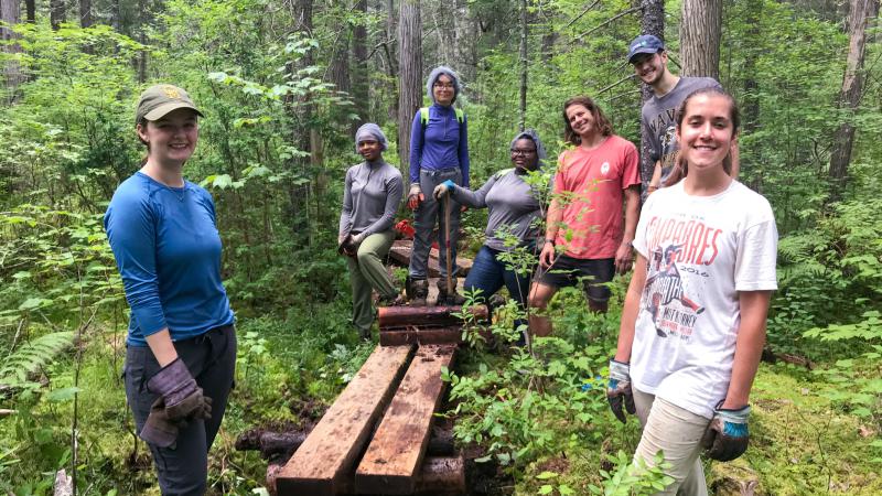 Smiling bog bridge volunteers