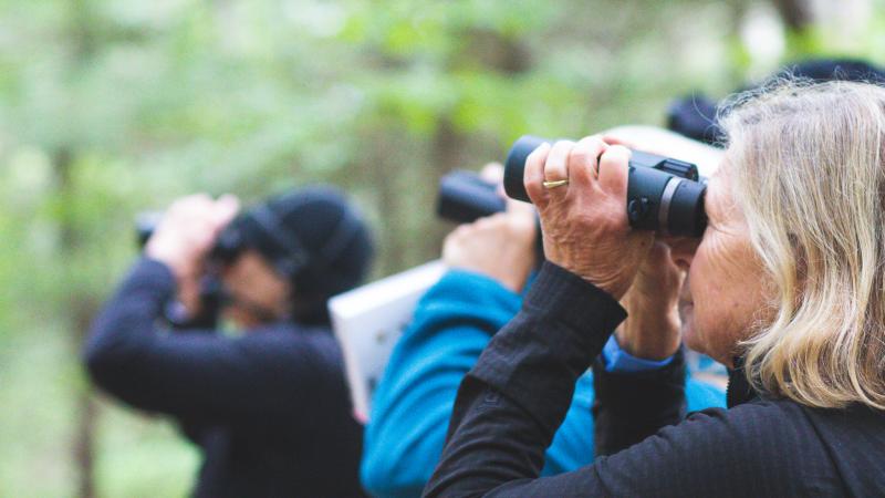people using binoculars