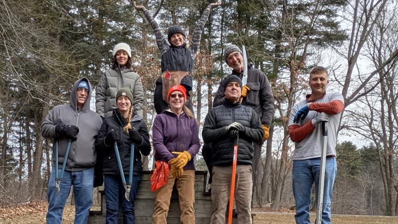 group of volunteers outside