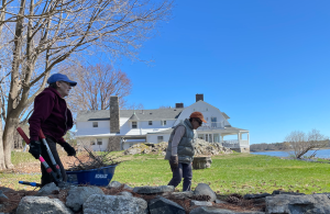 volunteers removing debris 