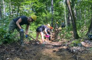 volunteers going trail work