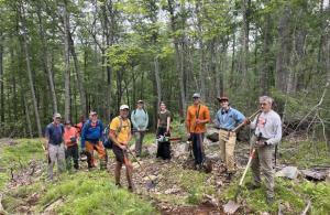 group of volunteers on trail