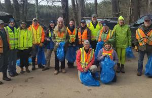 group of volunteers in high visability vests 