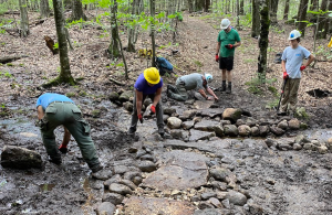 volunteers on trail