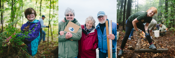 Happy Nature Groupie volunteers three across