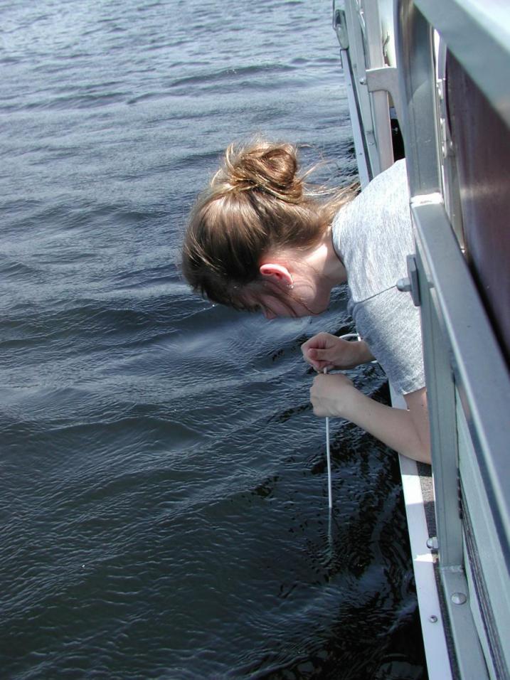 volunteer using secchi disk