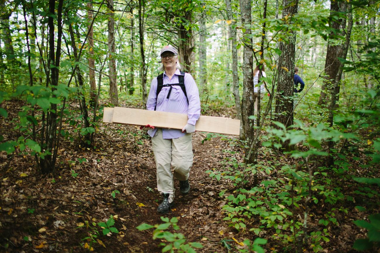 Trail work volunteer