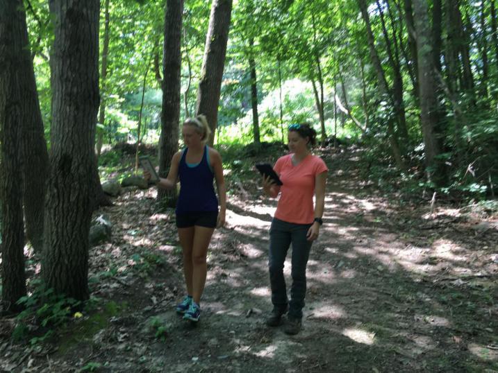 Testing TrailFinder with Amanda Cugno in the woods