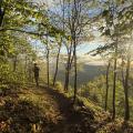 person walking on trail
