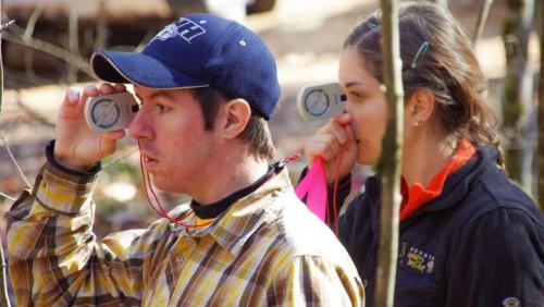 volunteers using clinometers