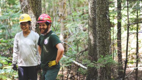Volunteers work on the Crawford Path